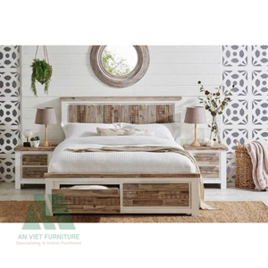 Vente en gros d'ensembles de chambre à coucher en bois modernes de haute qualité OEM ODM Vietnam Assemblage facile 1 an de garantie incluant les lits et les armoires pour la maison - Product Image 1