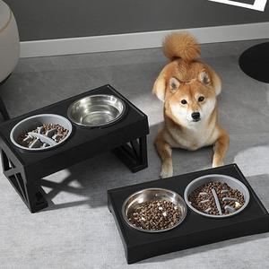 Comedero Elevado Ajustable de Acero Inoxidable <span class=keywords><strong>para</strong></span> Perros con Comedero Lento de ABS, Juego de Comederos Dobles Elevados <span class=keywords><strong>para</strong></span> Perros de Razas Pequeñas y Medianas - Product Image 1