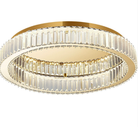 Lustre moderne en acier inoxydable avec cristaux dorés, alimenté par courant alternatif, luminaire de plafond de luxe pour salon