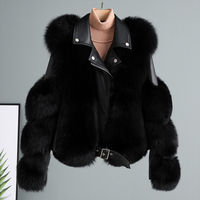 Manteau de motard en fausse fourrure de renard style fourrure pour femmes, tendance