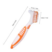 Brosse de nettoyage pour prothèses dentaires, poils multicouches, brosse pour fausses dents, poils et poignée ergonomique en caoutchouc, outil de soins bucco-dentaires