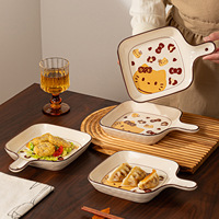Assiette en céramique motif chat de dessin animé, vaisselle, plat de cuisson, cadeau de haute qualité pour enfants, assiette d'anniversaire mignonne