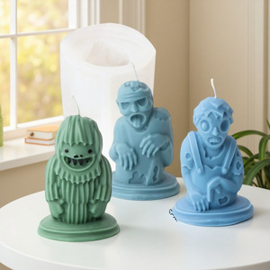 Halloween Silicone Candle Mold Skull Figure Plaster Mold Ornament Customizable Shape For DIY Candle Making Kits - Product Image 1