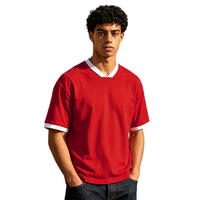 T-shirt en coton pour hommes, col en V, manches courtes, style streetwear, color block, haute qualité, vente en gros