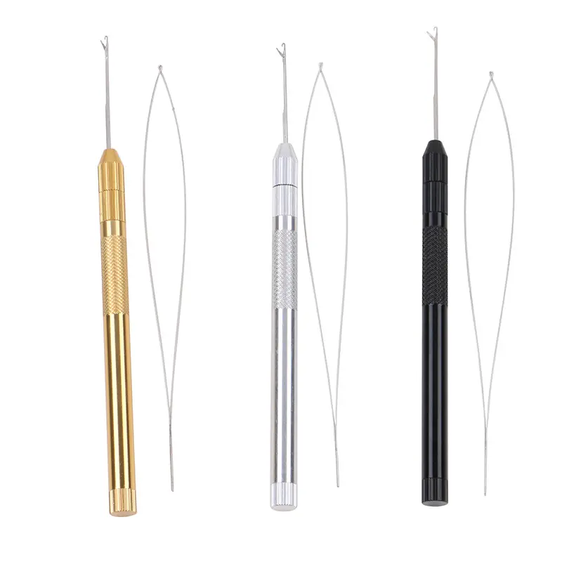 Hair Extension Loop Multi-function Aluminum Hook Needle Loop Threader For Micro Rings Beads Links I-tip Hair Extensions
