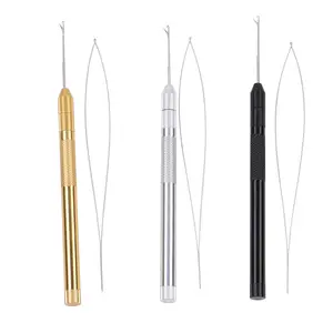 Multi-fungsi Aluminium Hook Needle Loop Threader untuk Micro Rings Beads Links I-tip Hair Extension