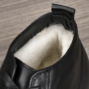 Botas Martin de Cuero Genuino para Hombre, Altura al Tobillo, Punta Redonda, Tacón Plano, Forro de Piel de Oveja, Suela de Goma, Aislantes, Casuales de Invierno - Product Image 4