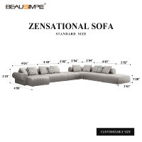 Canapé-lit modulaire extensible en cuir véritable de luxe italien moderne, ensemble de villa baroque rectangulaire avec console