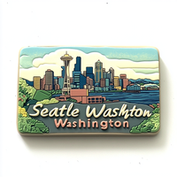 Nouveaux Aimants de Réfrigérateur Personnalisés en Résine, Artisanat d'Impression UV, Design 3D, Prix de Gros, Décorations de Voyage France Seattle