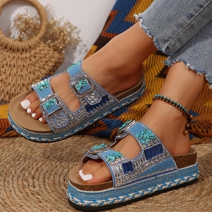 Nuevos zapatos, chanclas de plataforma para el hogar, zapatillas de playa para exteriores, zapatillas de moda de verano para <span class=keywords><strong>mujer</strong></span>, zapatillas de plataforma con lentejuelas, <span class=keywords><strong>sandalias</strong></span> para <span class=keywords><strong>mujer</strong></span> - Product Image 2