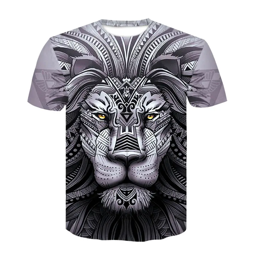 T-shirt personalizzata 3D con stampa a sublimazione animale per uomo manica corta o collo t-shirt