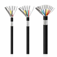 Kabel Terlindung Multi Inti Berlapis Kawat 4 6 10+ Inti Pelindung Foil Tembaga Terjalin Selubung PVC 300V Konduktor Tembaga Kabel Sinyal Kontrol