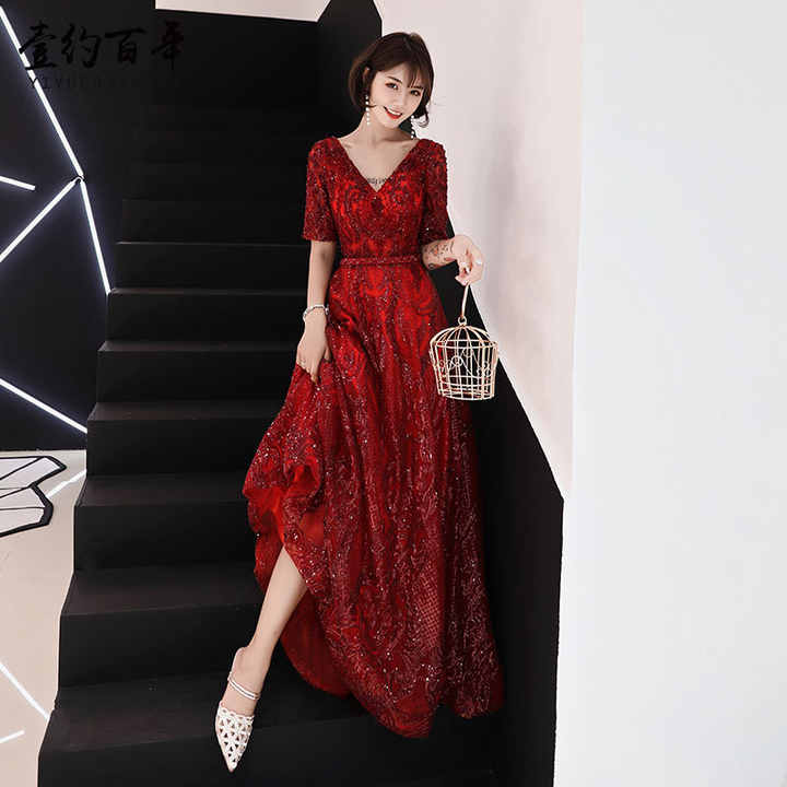 red beaded dress with sleeves Ruby Vered Red Beaded Mermaid Cape Sleeves Evening Dress  Queen Sheila  Brand