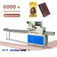 Machine d'emballage horizontale automatique à grande vitesse pour barres protéinées au chocolat et biscuits, type oreiller