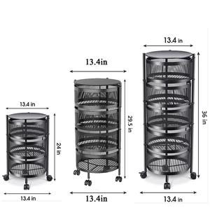Kitchen <b>Storage</b> Rack 2/3/4/5-Tier 360-Degree Rotating <b>Vegetable</b> <b>Baskets</b> with Wheels Eco-Friendly Space-Saving Multifunction - Product Image 4