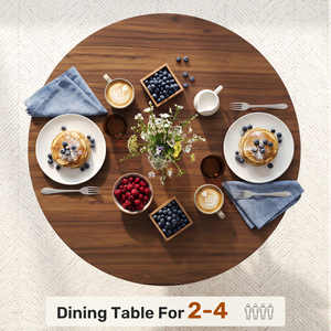 Modern Convertible Solid Wood Round Dining Table with Unique Split Base Design 4-Seater for Home Dining Room - Product Image 3