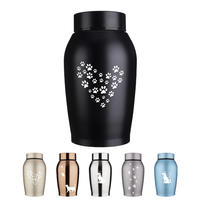 Urne funéraire pour animaux de compagnie, petite, en acier inoxydable poli, anti-fuite, gravable au laser, motif pattes, pour chien, chat, animaux de compagnie.