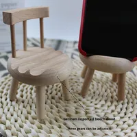 Vente en gros de tabourets de chaises en bois de hêtre massif Support pour téléphone portable Tiktok Creative Lazy Tablet Stand Office Decor Accessories