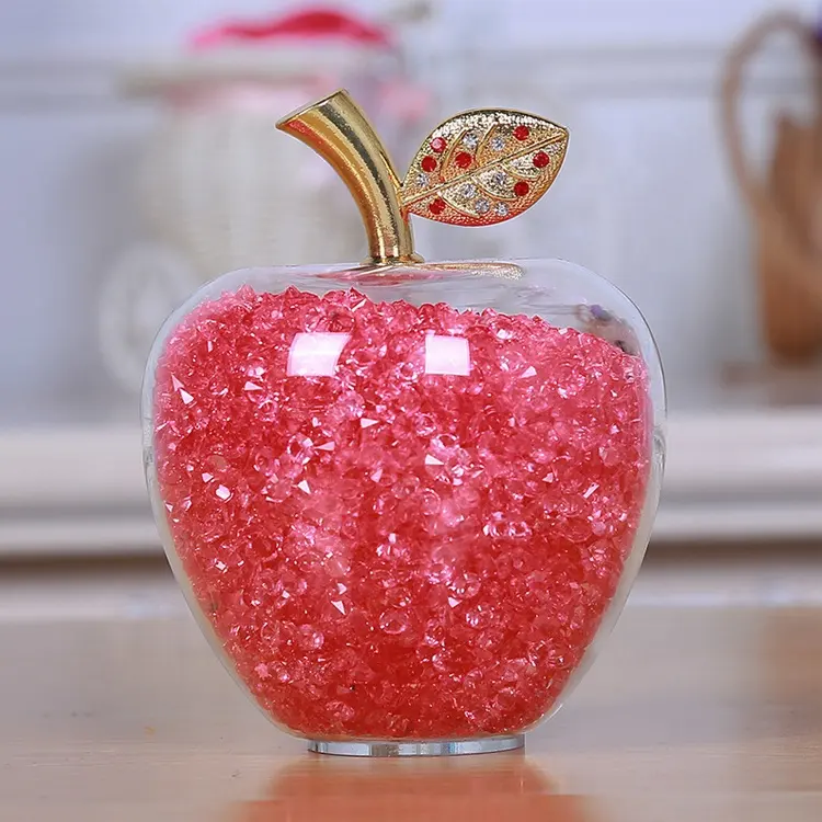 Оптовая продажа, Хрустальное яблоко с розовым кристаллом, яблоко для украшения дома