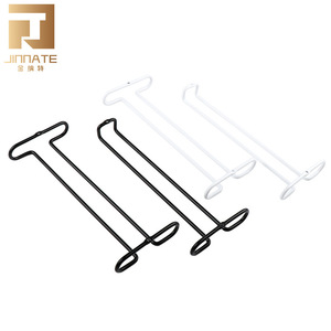 Jinnate <b>Wall</b> Mounted Iron Wine Glass <b>Rack</b> For Cabinet <b>Storage</b> Up To 4 Stemware Black And White - Product Image 1