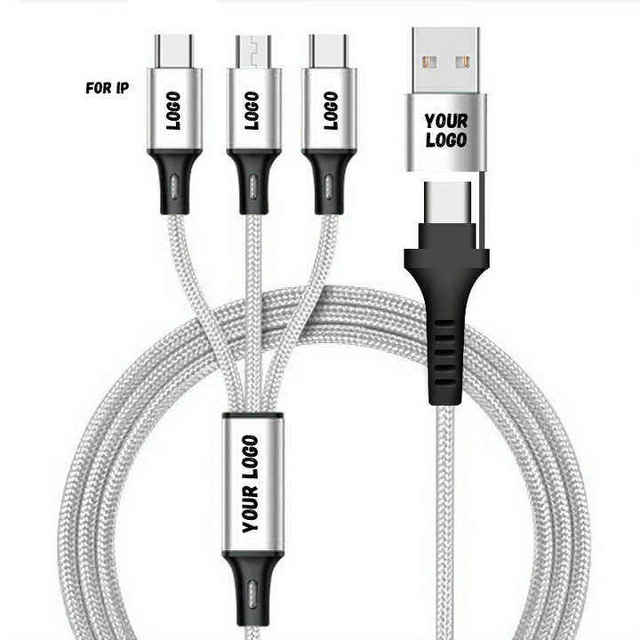Popular Gift Product 5-in-1 Multi Charging Cable Universal Nylon Braided Multiple USB Charger 4 Colors 1.2Meter/4Feet
