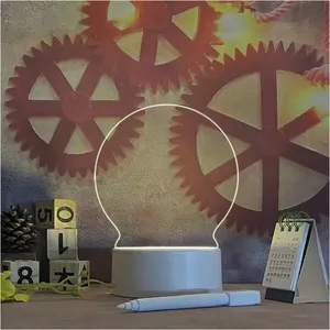 3d Illusion Transparent Blank Acrylic Erasable Message Board Abs Base Night Light Remote Control