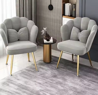 Chaise Sand Dragon réglable en hauteur avec pieds en métal et revêtement en velours, chaise de maquillage décorative en forme de coquille