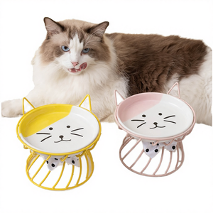 Plato de Cerámica <span class=keywords><strong>para</strong></span> Mascotas Garfield, de Gran Diámetro, Ecológico, Impermeable, con Patas Altas <span class=keywords><strong>para</strong></span> Protección del Cuello, Poco Profundo - Product Image 1