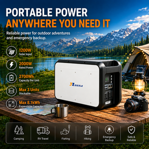 Station d'alimentation portable 2000W 5400Wh LiFePO4, charge rapide en 60 min, entrée solaire 1200W, UPS, contrôle par application, pour camping et sauvegarde domestique - Product Image 2