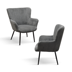 Fauteuil Titti en velours gris foncé avec pieds en métal, chaise de salon d'intérieur - Product Image 2