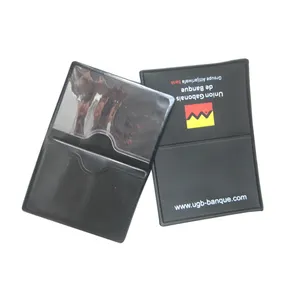 काले पीवीसी प्लास्टिक की तह क्रेडिट कार्ड धारक, Vinyl क्रेडिट कार्ड कवर, नरम प्लास्टिक कार्ड आस्तीन के साथ मुद्रण