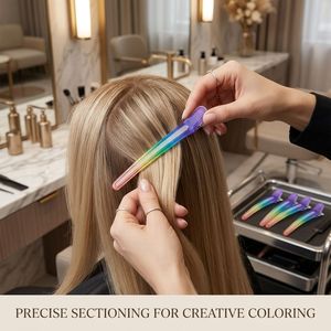 4 pinzas de pelo con degradado <span class=keywords><strong>arco</strong></span>íris, clips de aluminio para seccionar, horquillas con tira de silicona antideslizante para peinar - Product Image 6