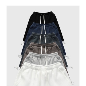 Shorts de plage pour hommes, taille mi-haute, en tissu éponge tricoté, style sportif décontracté, motif uni, avec logo personnalisé, service OEM disponible - Product Image 4