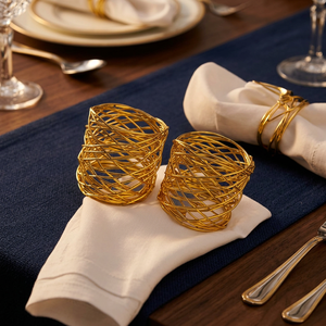 Juego de 2 Anillos para Servilletas de Latón Dorado, Decoración Glamurosa para Mesa de Boda, Diseño de Anillo Duradero, 5 cm de Ancho - Product Image 6