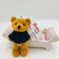 Jouets en peluche doux personnalisés par le fabricant, mini-ours en peluche avec chemise, porte-clés en peluche, poupée en peluche décorative pour sac