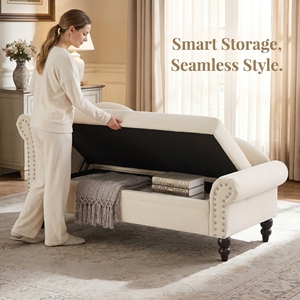 Elegante <span class=keywords><strong>Chaise</strong></span> <span class=keywords><strong>Longue</strong></span> de Interior con Almacenamiento Oculto, Sofá Acolchado en Forma de S para Dormitorio o Entrada, Otomana Moderna de <span class=keywords><strong>Terciopelo</strong></span> con Almacenamiento - Product Image 1