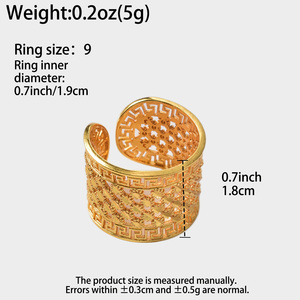Anillo de compromiso clásico y moderno con filigrana geométrica abierta de cobre chapado en oro de 18 quilates con diseño floral para mujer, ideal para bodas. - Product Image 6