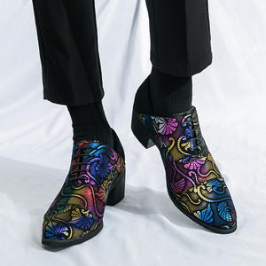 Chaussures en cuir habillées pour hommes, grande taille, cuir à talon haut pour hommes, chaussures de mariage pour marié de bureau augmentant la taille - Product Image 4