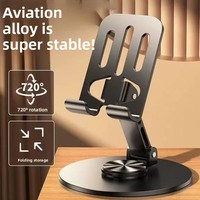Support de téléphone de style avion, rotatif à 720°, pliable, support de tablette de bureau en acier carbone, modèle S001 pour diffusion en direct stable