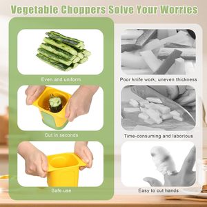 Hachoir à légumes 2-en-1, coupe-dés et trancheur manuel, mandoline en acier inoxydable - Product Image 3