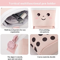 Étui à crayons en toile extensible au design mignon avec plusieurs compartiments - Organisateur de papeterie portable pour étudiants et usage au bureau