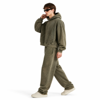 Sweat à capuche demi-zip en molleton bouclé épais 460 GSM, délavé à l'acide, motif graphique vintage, effet usé, streetwear pour homme, vente en gros