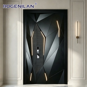 Porte d'entrée <span class=keywords><strong>de</strong></span> sécurité pivotante en aluminium sculpté 3D sur mesure Rogenilan, anti-effraction, avec serrure intelligente - Product Image 1