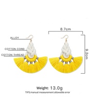 Vente chaude conception ethnique gland macramé arc-en-ciel boucles d'oreilles bohème armure fil de coton frangé goutte boucle d'oreille pour les femmes bijoux