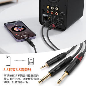 Cable de audio trenzado Focanden de 3,5 mm a doble 6,35 mm para teléfonos móviles, ordenadores, altavoces y equipos de audio - Product Image 1