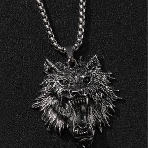 नए आगमन फैशन गहने हार पुरुषों के लिए विंटेज भेड़िया सिर मिश्र धातु पेलेंट अद्वितीय स्टेनलेस स्टील हार - Product Image 6