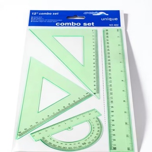 Juego de Reglas de Geometría de Plástico de Calidad Superior, 4 Piezas, Regla Recta y Triángulo - Product Image 3
