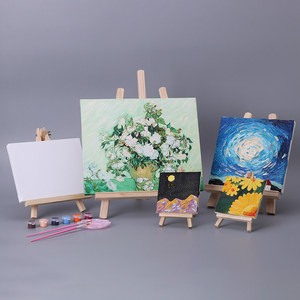 Juego de Mini Caballetes de Lona y Madera Natural al por Mayor de Fábrica, Caballetes de Madera Mini de Varios Tamaños con Lona para Pintura Infantil - Product Image 5