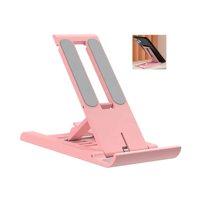 Trending Products 2024 Table Mobile Holder Hot Selling ABS and Silicone Foldable Desk Phone Holder for Smartphone and iPad