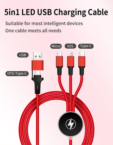 Ukalun 2A ไมโครชนิด OTG ชนิด C ขนาด1.<span class=keywords><strong>2</strong></span>ม. 5ใน1แอลอีดีโลโก้สว่างขึ้นสาย<span class=keywords><strong>ชาร์จ</strong></span> USB สำหรับ<span class=keywords><strong>ชาร์จ</strong></span>พลังงาน <span class=keywords><strong>iPhone</strong></span> - Product Image 6